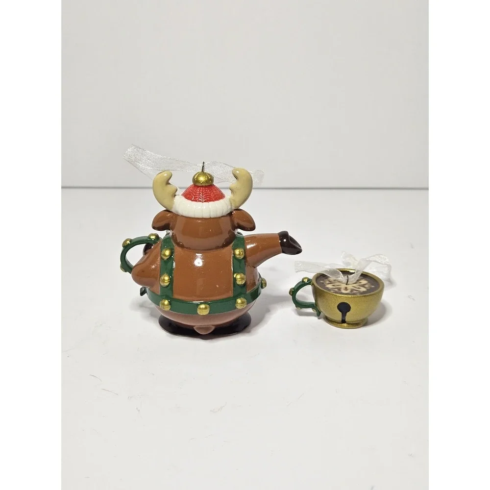 Hallmark 2020 Tea Time Reindeer Teapot Teacup Porcelain Ornament Set 5th Series